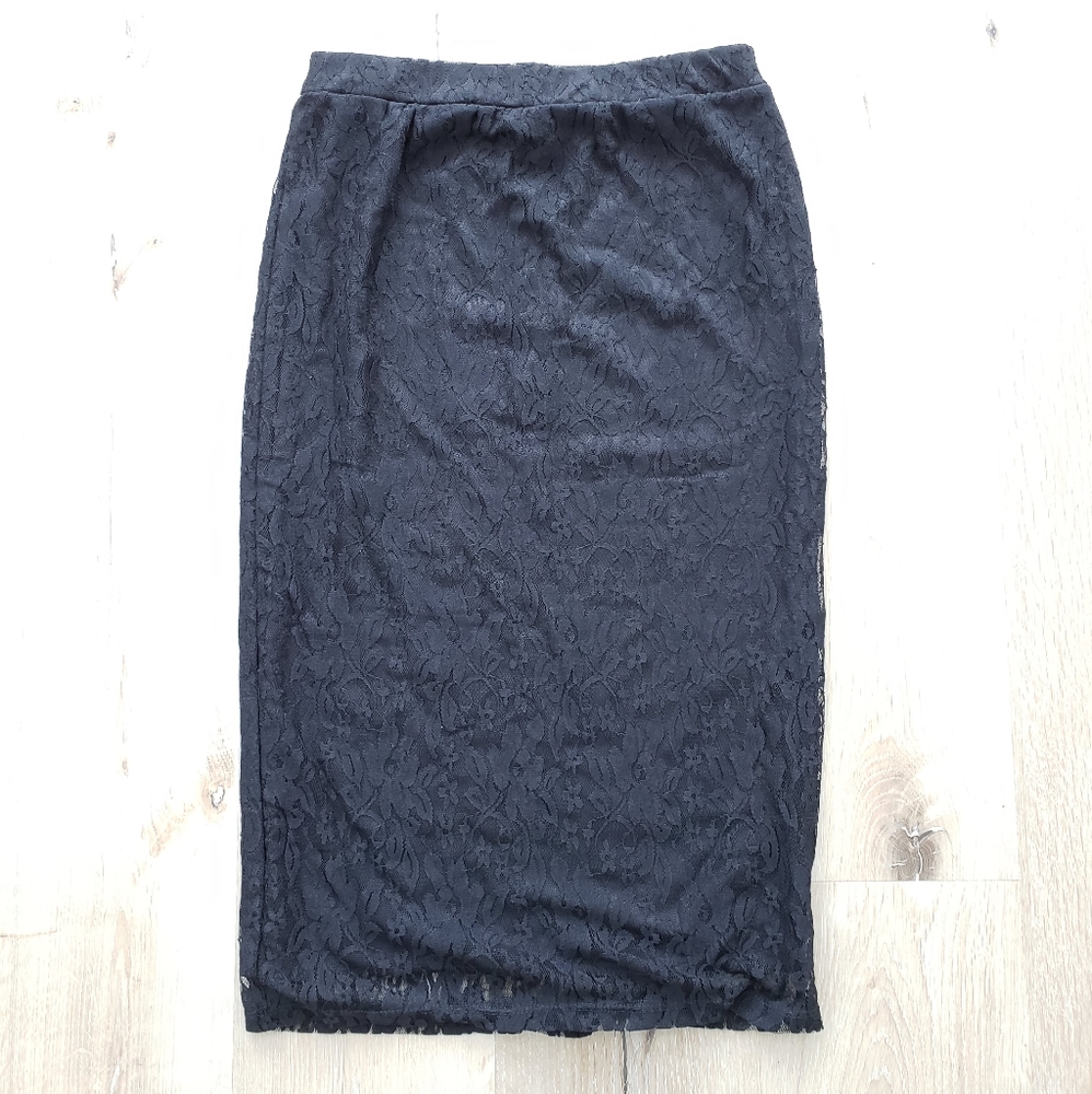 SOCIOLOGY Lace Black Midi Skirt